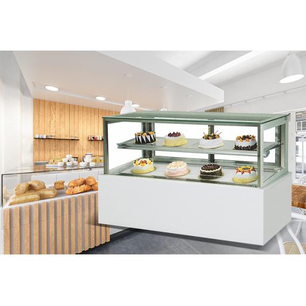 Marble Base R134A Cake Display Case Four Sides Right Angle