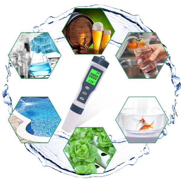 Testeur de qualité de l'eau 3 en 1 - TDS/pH/tempomètre avec calibrage automatique et compensation de température