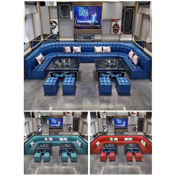 Customized bar Family Audio-visual Room Sofa Table Combination Against the Wall U-shaped L-shaped Luxury Club Sofa Set Furniture