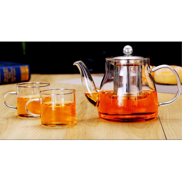 600ml Removable Infuser Clear Glass Teapot Ligjtweight Stovetop Safe Tea Kettle
