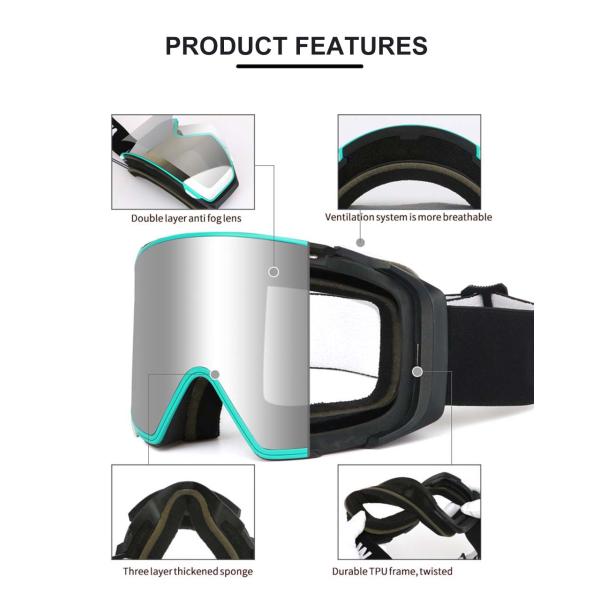 Customized Color Ski Goggles for Magnetic Anti-fog UV400 Protection and Craftsmanship