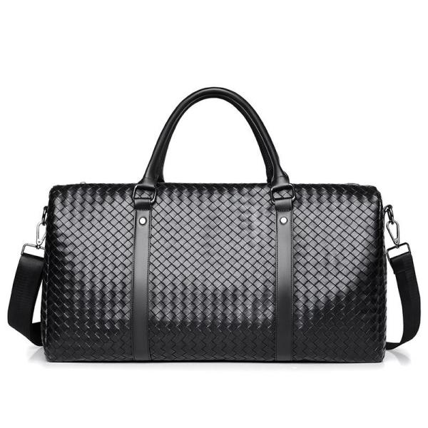 Braid PU Fabric Retro Style Large Sports Duffel Bag Wear Resistant