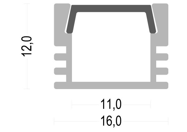 16*12 de iluminação linear milímetro conduziu o alumínio da tira com tampa do difusor do PC