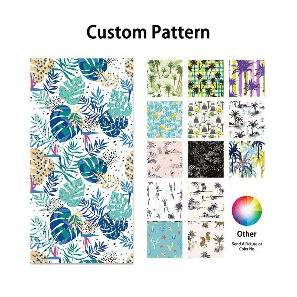 Custom Printed Logo Super Absorbent Quick Drying Microfiber Light Weight Sand Free High Quality Tropical Printed Beach Towel