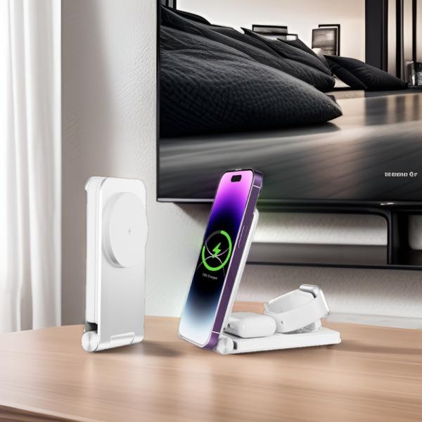 15W Aluminum Foldable Wireless Charging Stand for iPhone 15 Promax Customized Logo