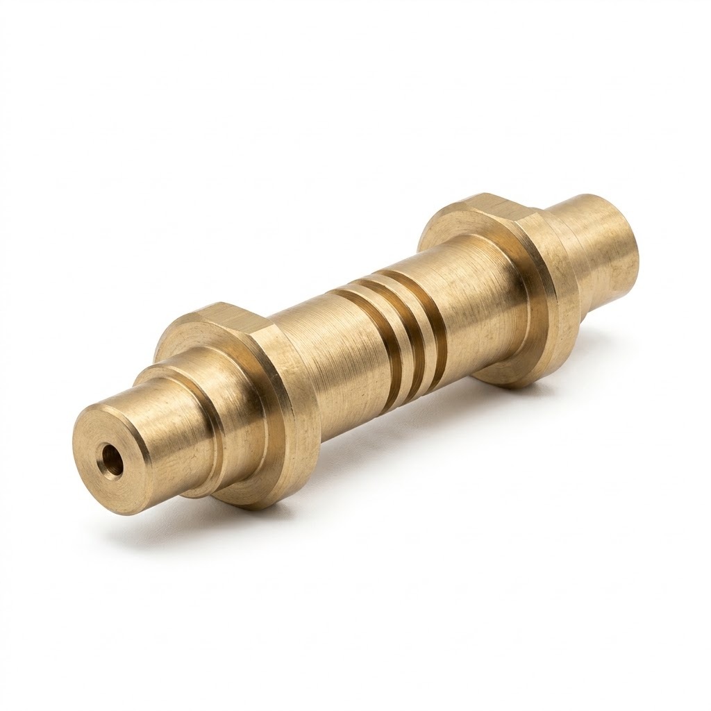 CNC Brass Pneumatic Valve Spool  Precision Turned Flow-Control Part