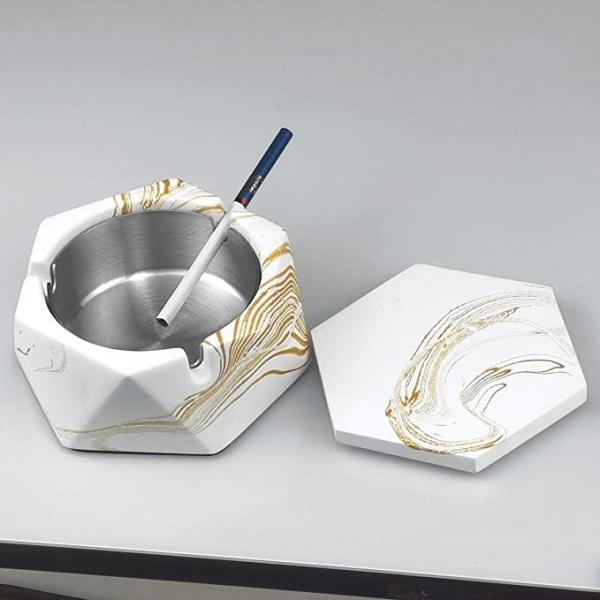 Japanese Smokeless Cigarette Ashtray with Lid  Stainless Steel Ash Trays Covered Windproof