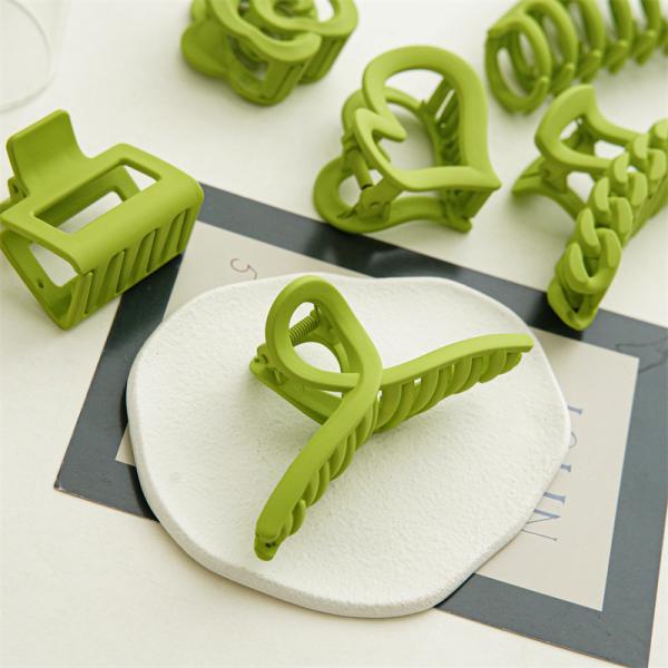 Summer mint green flower heart resin grasping hair clipper accessories cross hollow hair clip hair long shark clip