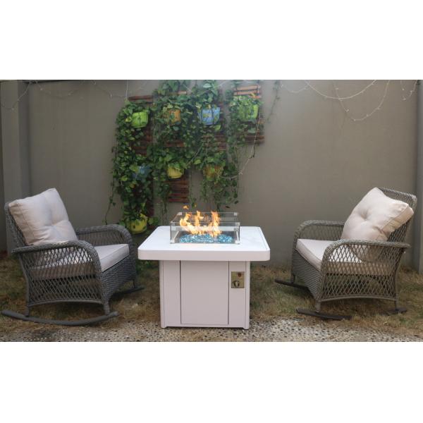 Outdoor Square Stone Propane Fire Pit With 10