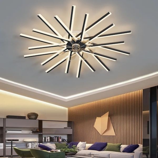 Bedroom Remote Control Reversible Blades Fans Led Invisible branch Ceiling Fan Lamp (WH-CLL-79)