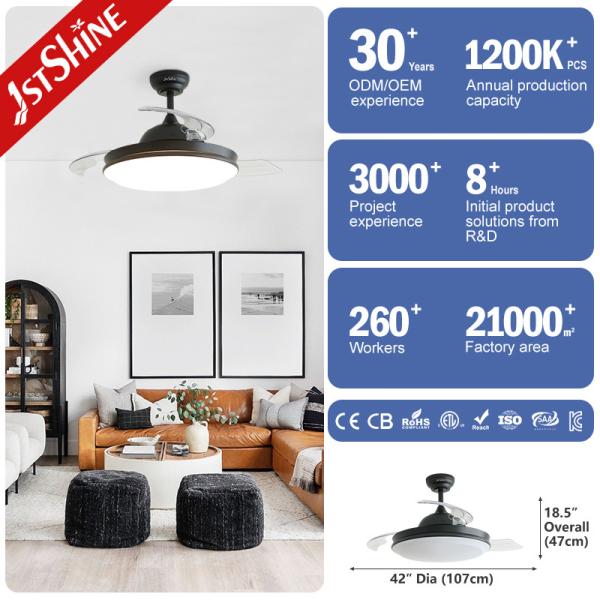 Ventilateur de plafond LED 1stshine de style moderne avec télécommande et design rétractable