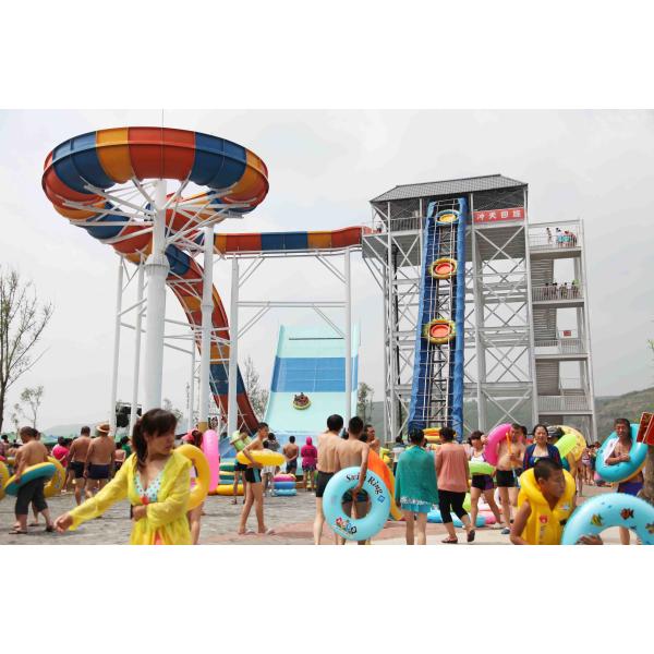 Amusement Rainbow Mushroom Swimming Pool Water Slide / Outdoor Water Play Equipment