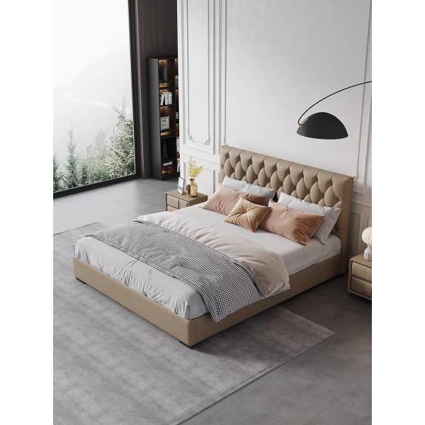 5 Star Hotel Bedroom Furniture Double Black Grid Solid Wood King Size Bed