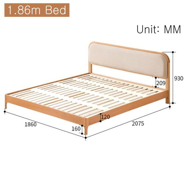 Bedroom Furniture Solid Wood With Headboard Beech Frame Sleeper for Double in Guest Room en Platform
