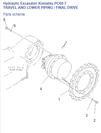 Конечная передача коробки передач перемещения экскаватора гусеницы ПК60-7 Э307К 201-60-73500 без коробки передач КОМАТСУ мотора