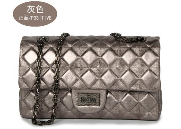 Sheepskin Womens Shoulder Handbags , Single Shoulder Chain Bag With Rhombus Embossed