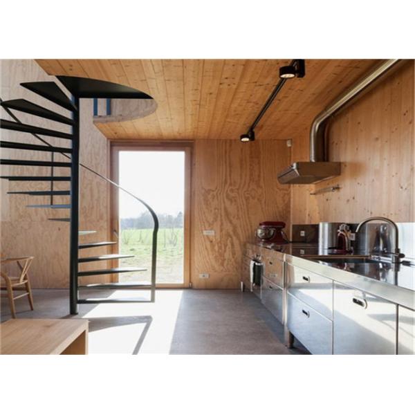 Indoor Carbon Steel Spiral Staircase Wood Treads Low Maintenance Cost
