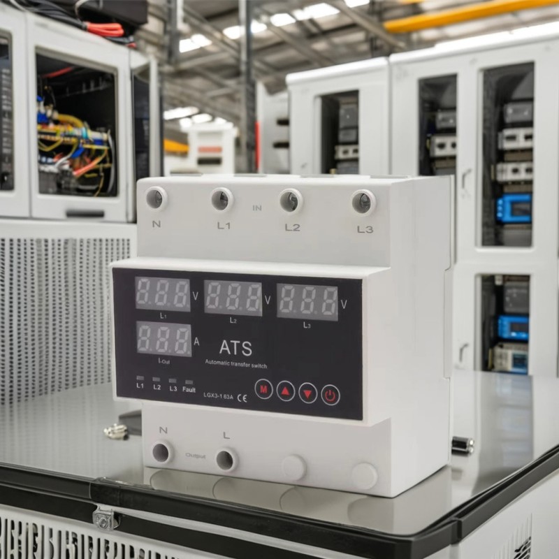 Automatic Transfer Switch (ATS) PC 63A/100A Three Phase Uninterrupted Power Stabilizer Voltage Protector Phase Selector