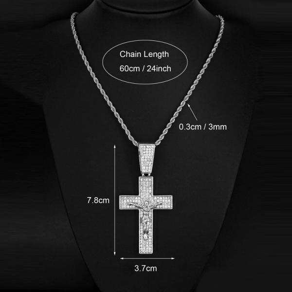 Fashion Hip Hop CRUCIFIX CROSS Pendant Necklace Hiphop 4mm Twist Rope Tennis Chain Necklaces For Men Women Jewelry Party Gifts