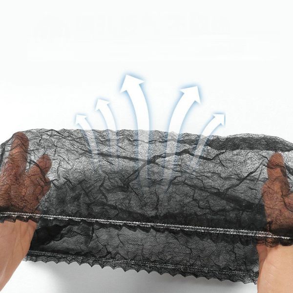 Black Disposable Non-woven Hat Catering Kitchen Food Hygiene Work Hair Net Dustproof Head Cover Mob Cap Strip Bouffant Cover PP