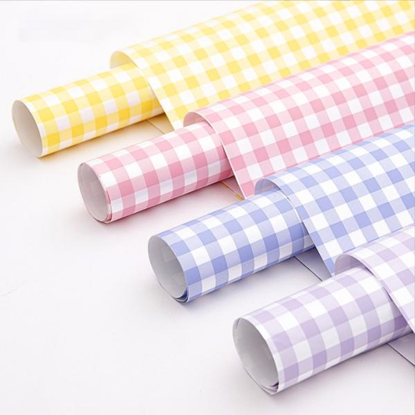 Flower bouquet wrapping paper, waterproof Ouya paper checkered, summer checkered flower art packaging material, flower shop flower wrapping gift paper