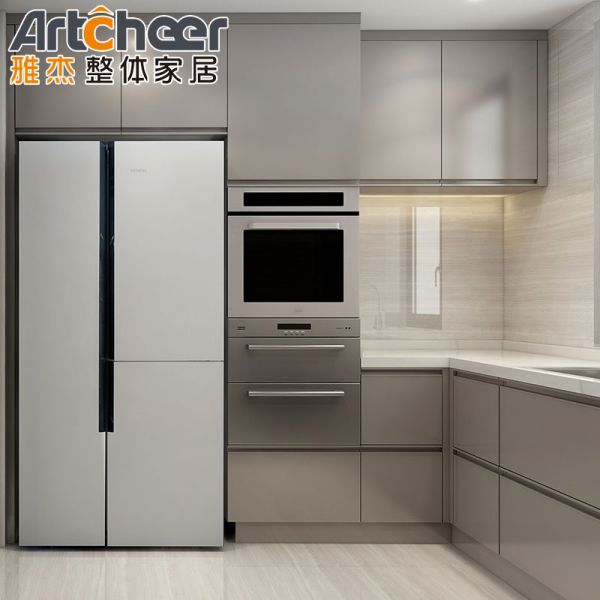 Modern L Shape Kitchen Cabinet with Lacquer Matt Finish and Customized Color in Eco-Friendly Material