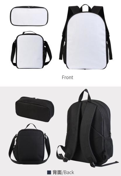 Three Piece Of Sublimation Bags School Bag Pencil Bag Lunch Bag For DIY Photos Printing