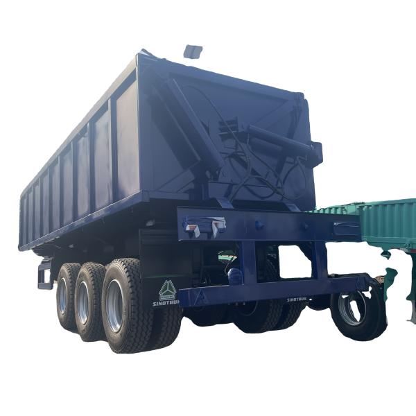 Customers Optional Semi-Trailer 50 Ton Dump Truck with Dark Blue Color and Hydraulic Rod