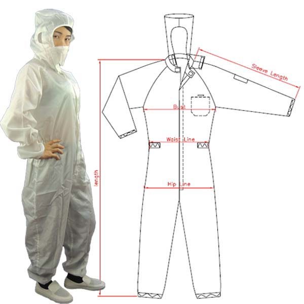 2.5mm Grid 98% 99% Polyester Antistatic ESD Coverall