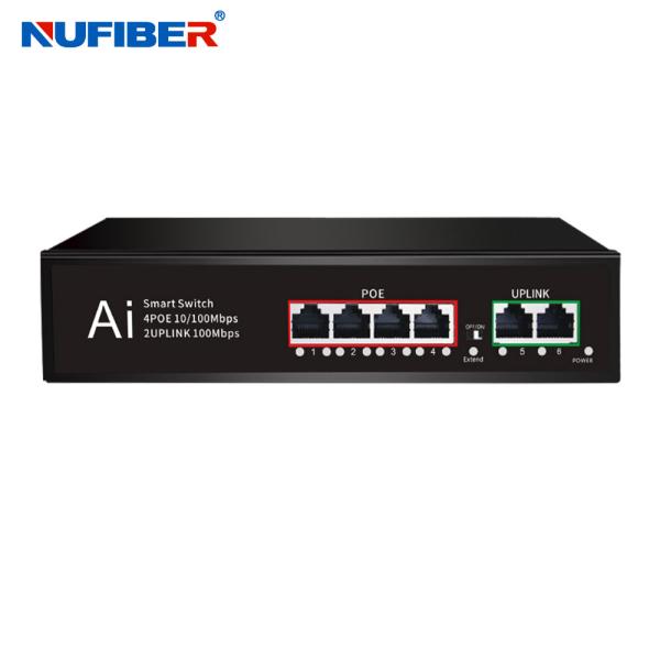 Fast POE Switch 10/100Mbps 4 POE Port 2 Uplink Port DC52V1.25A IEEE802.3af/at for CCTV