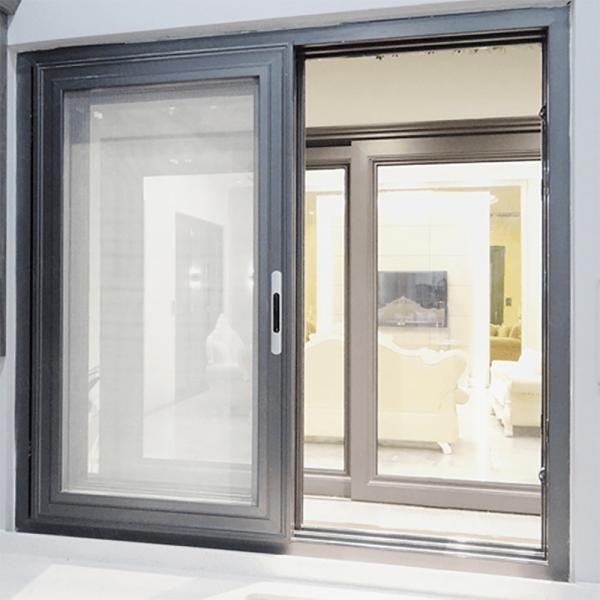 Double Glazed Aluminium 3 Tracks Sliding Windows With Stainless Steel Screen Netting