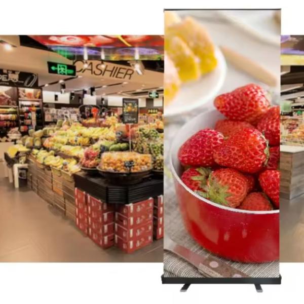 Portable Double-Sided Roll-Up Banner Display Lightweight Aluminum Frame for Trade Shows Events & Promotions