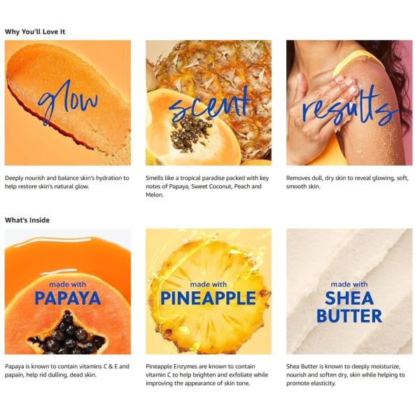 Papaya Paradise Shea Sugar Exfoliating Body Scrub For Brightening Body 18 Oz