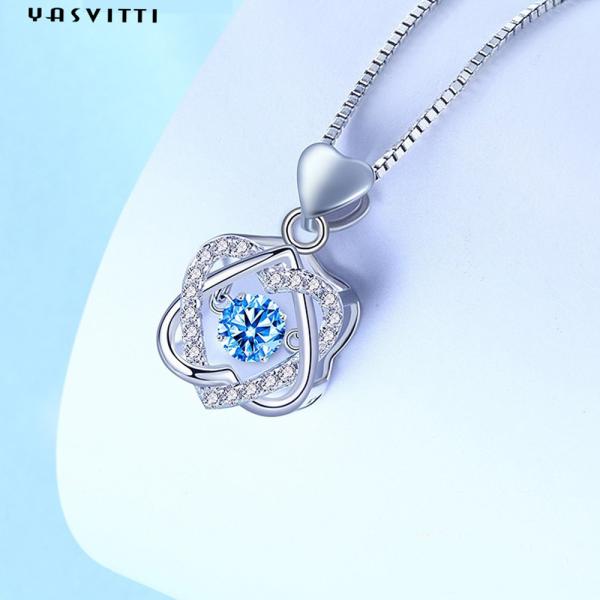 1.2x2cm 2.2g Sterling Silver Jewelry Necklaces S925 Heart Six Pointed Star Necklace