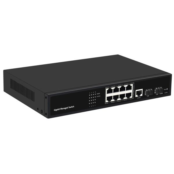 8 Port Gigabit Managed Network Switch Realtek Based AC Input SFP Fiber Uplink