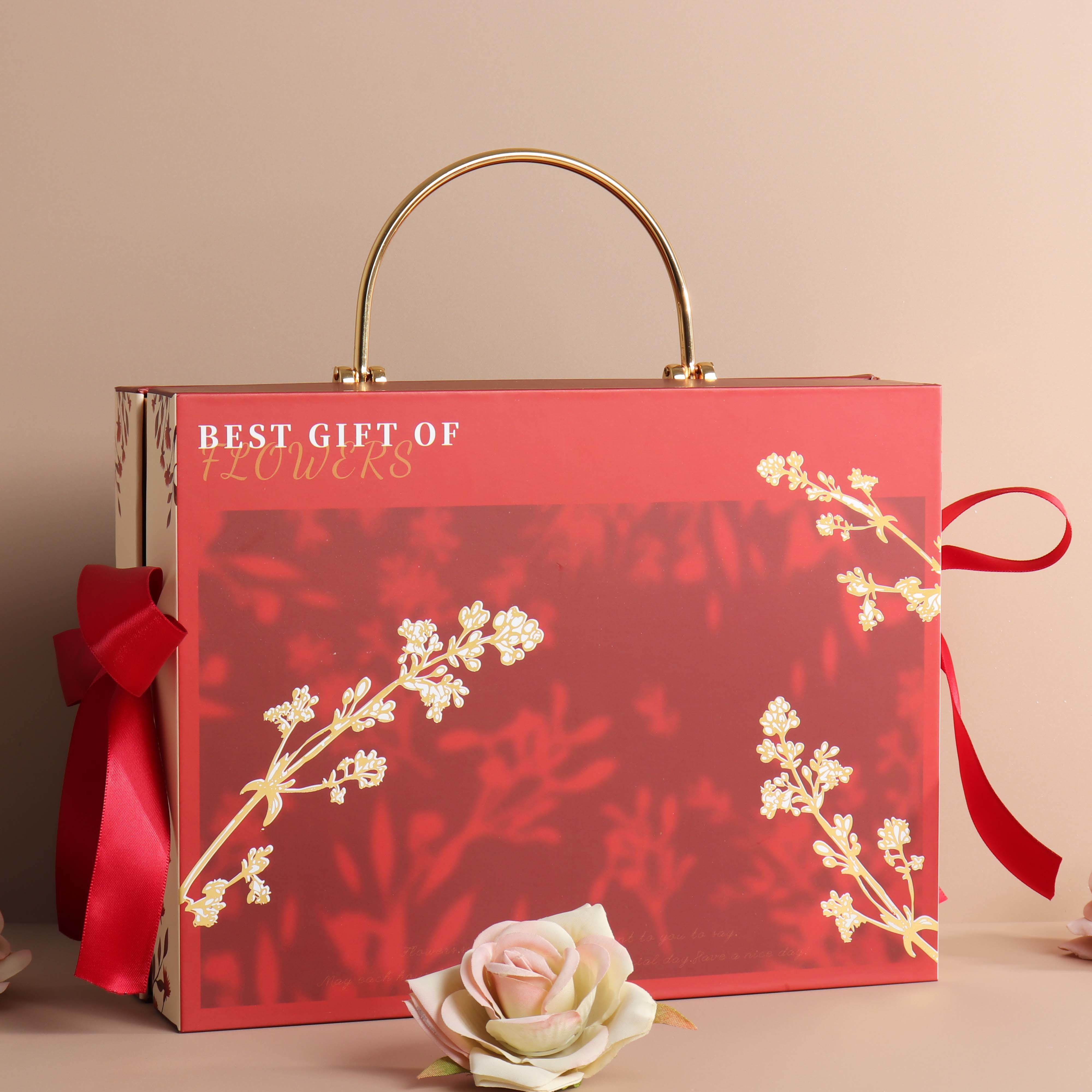 Luxurious Metal Handle Matt Printed Wedding Gift Box Manufacturer Wholesale