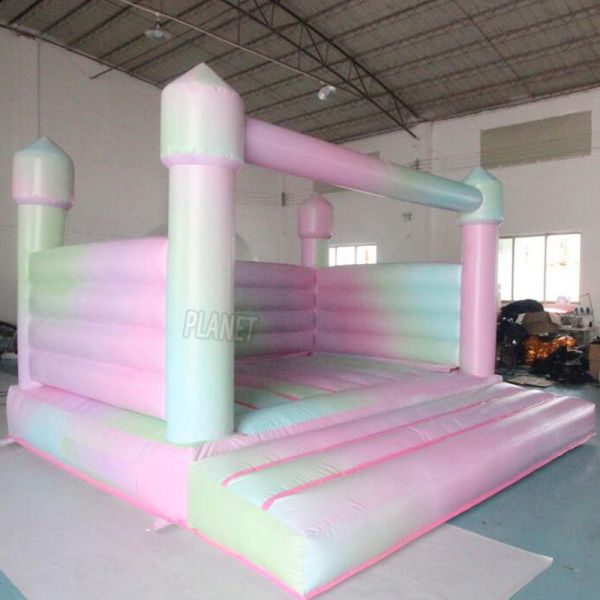 PVC White Bouncing Castle Commercial Pastel Rainbow Gate Inflatable Bounce House Jumping Castle for Kids