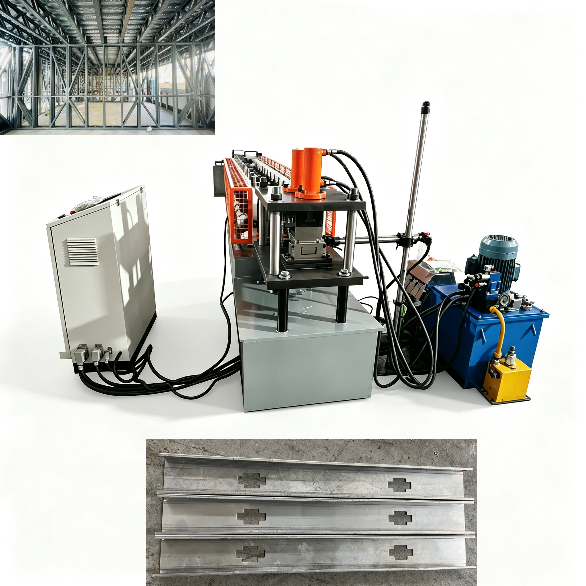 Adjustable Width South America CU Stud Track Roll Forming Machine Drywall Partition Ceiling Prefab Light Steel Decoration