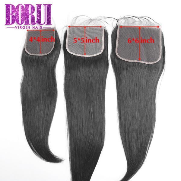Estilo reto 5x5 6x6 do Virgin natural de Preplucked do fechamento do laço do cabelo humano da linha fina