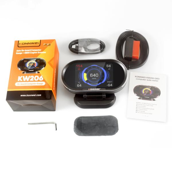 FCC ROHS Konnwei KW206 OBD2 HUD Heads Up Display with 3.5inch TFT