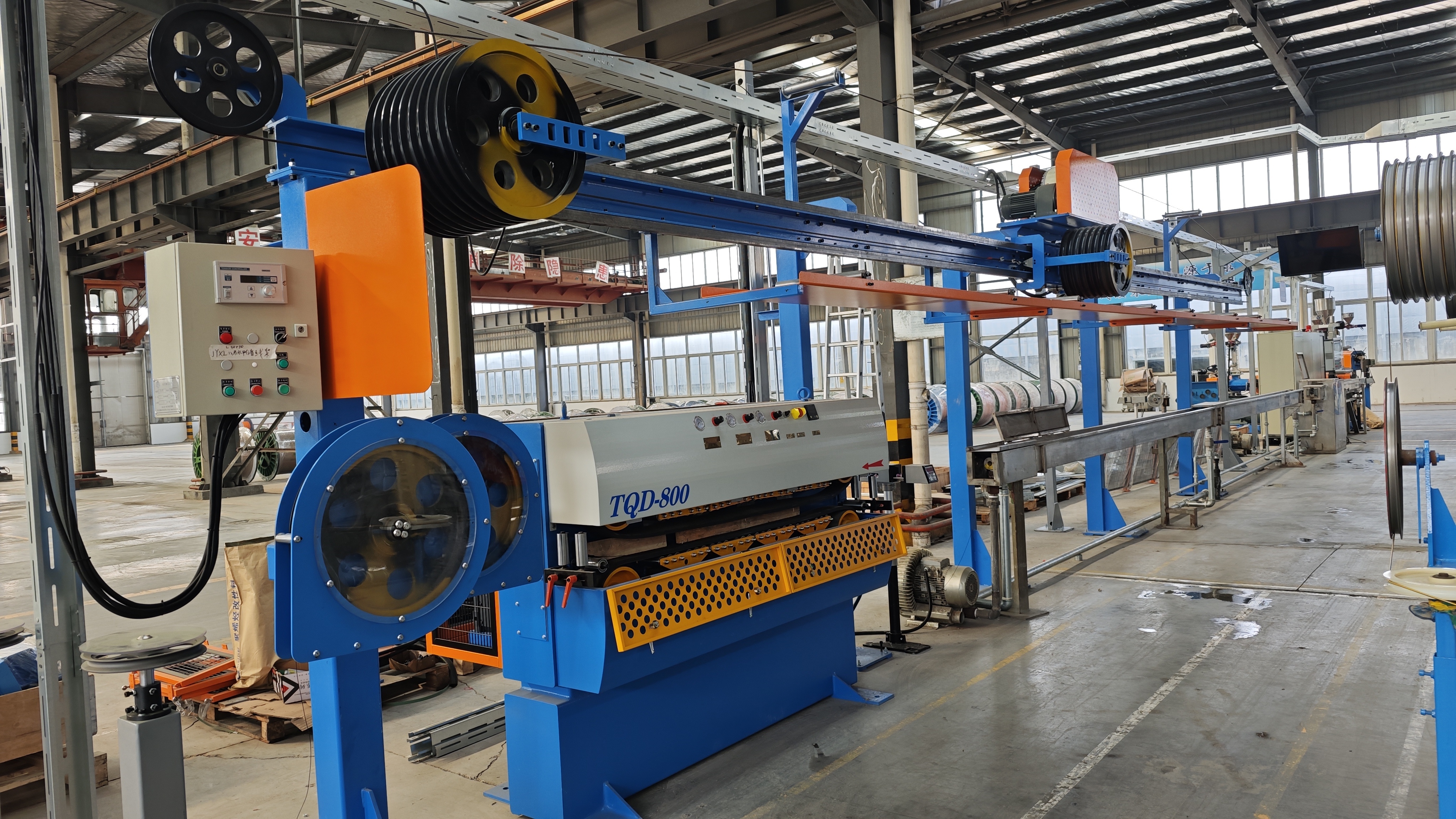 Precision Horizontal Wire Accumulator with Linear Rail Structure, Magnetic Powder Clutch Tension Control, and Absolute Encoder Feedback