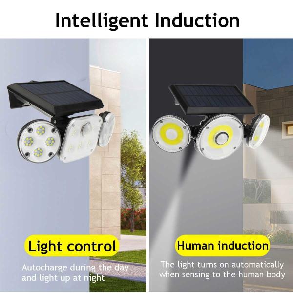 Porch Patio 16W 300LM ABS Solar Motion Sensor Wall Light Three Head