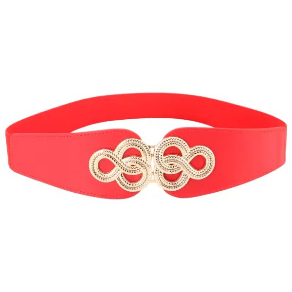Elastic Wide Body Waist Belts For Women Ladies Stylish Dress Gold Buckle Belts for Daily Versatile Female Waist Decorative Accessory
