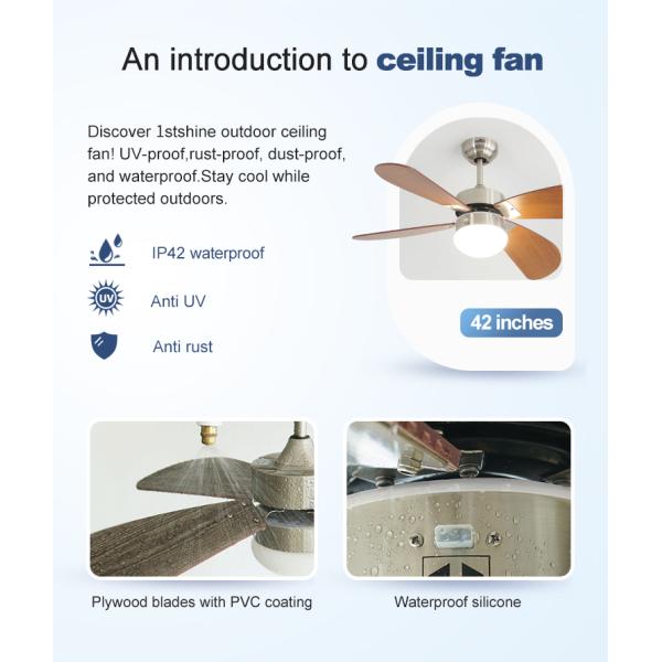 ceiling fan IP42 наружный потолочный вентилятор для водонепроницаемого фанера лопатки дистанционного управления
