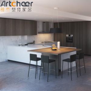 Gabinete de cozinha branco em estilo de design minimalista para promoção de