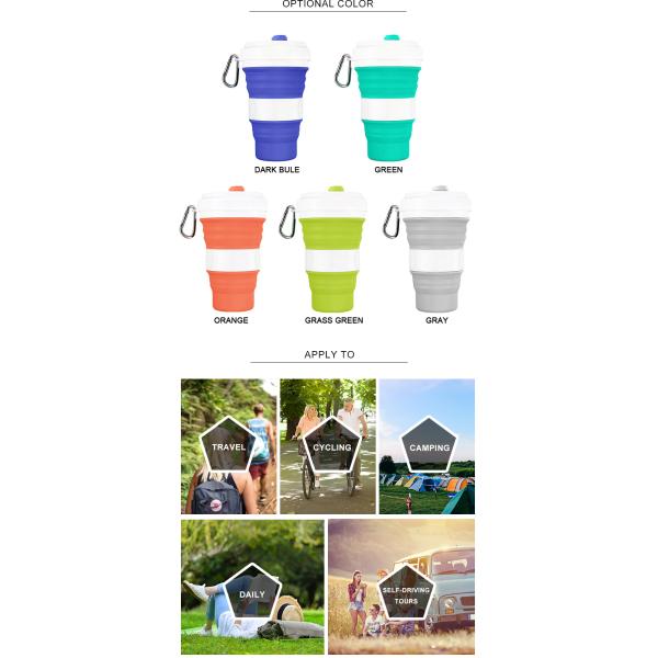 Food Grade Leak Proof 550ML Collapsible Silicone Mug