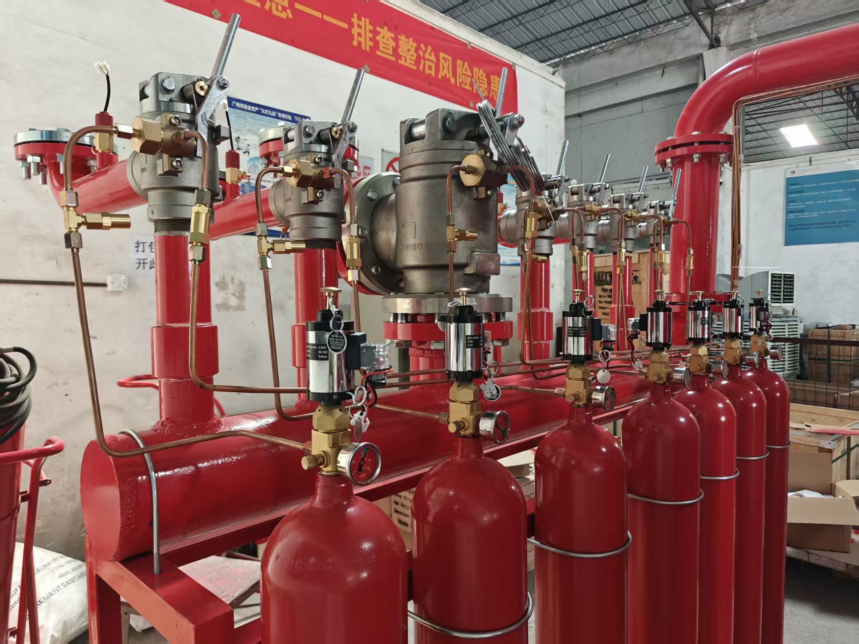 IG55 Fire Suppression System with 50% Nitrogen 50% Argon Automatically Actuated for Multiple Zones Management