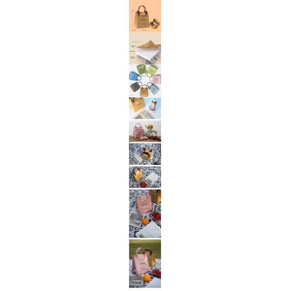 Custom Picnic Bag for Office Workers & Elementary Students Waterproof Thickened Japanese-Style DuPont Paper Insulated Lunch Bag