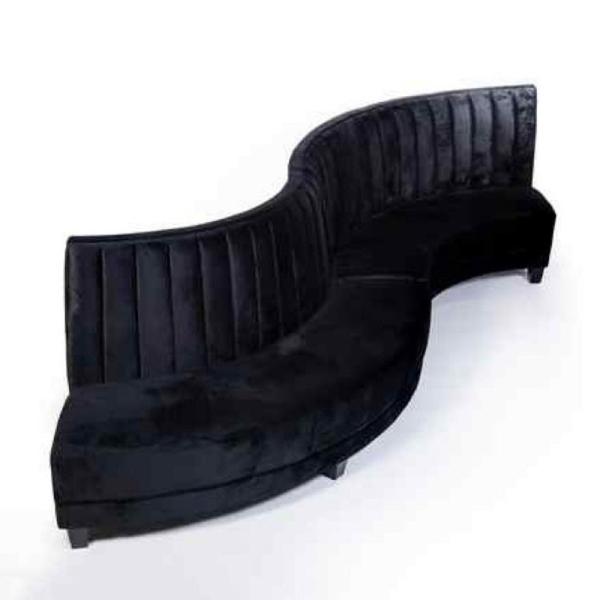 Tela de Sofa Black Curved Circular Velvet da sala de estar do clube da entrada do hotel
