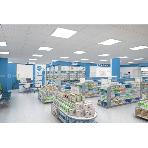 05-QWJYS005 Avant-Garde Minimalist Pharmacy Display Shelves Medicine Shop Decoration for Pharmacy Shop Interior Design